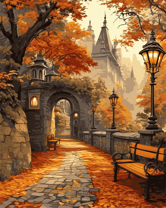 Autumn Castle Walk - Paint by Numbers Kit