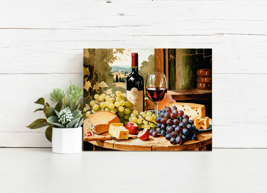 Wine and Cheese Still Life - Paint by Numbers Kit