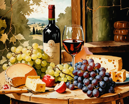 Wine and Cheese Still Life - Paint by Numbers Kit