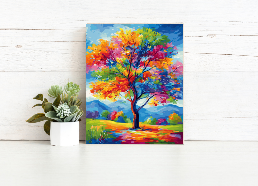 Rainbow Blossom Tree – Paint by Numbers Kit