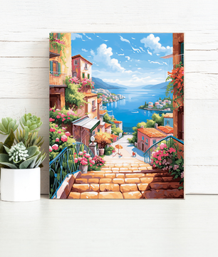 Sunlit Coastal Steps – Paint by Numbers Kit