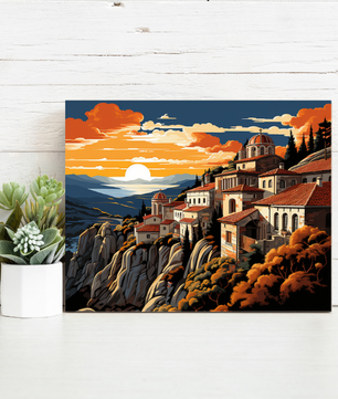 Cliffside Sunset Haven – Paint by Numbers Kit