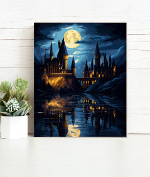 Moonlit Castle Reflections – Paint by Numbers Kit