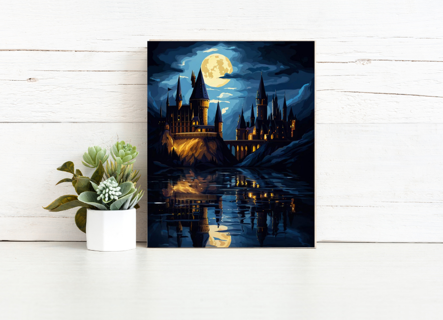 Moonlit Castle Reflections – Paint by Numbers Kit