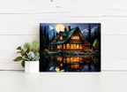 Moonlit Cabin Glow – Paint by Numbers Kit