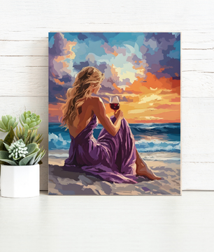 Beach Sunset Wine - Paint by Numbers Kit