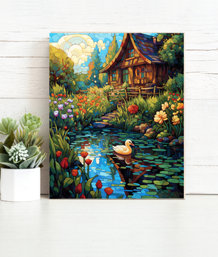 Cottage Pond Garden - Paint by Numbers Kit