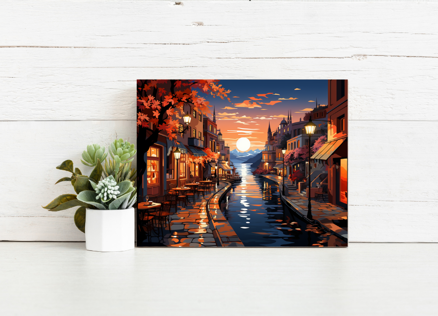 Sunset Canal Stroll – Paint by Numbers Kit