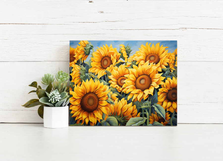 Golden Sunflower Bloom – Paint by Numbers Kit