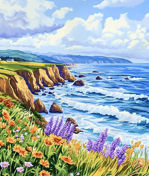 Coastal Wildflower Cliffs - Paint by Numbers Kit