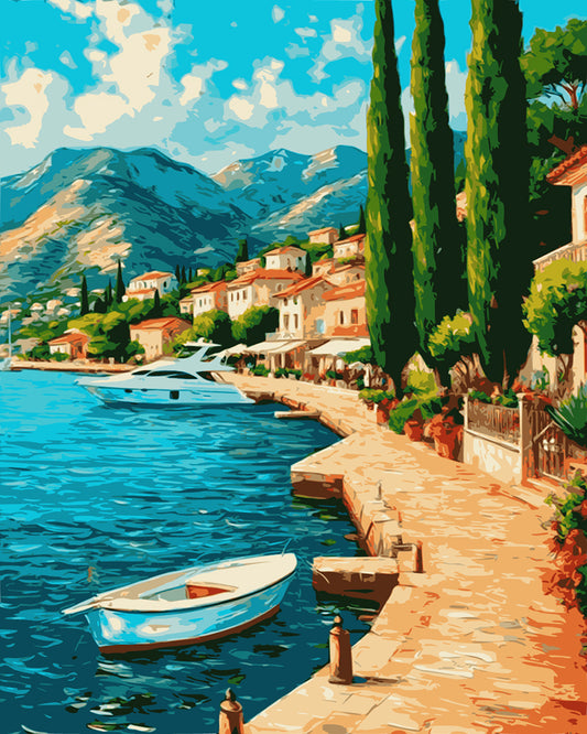 Mediterranean Harbour Escape - Paint by Numbers Kit