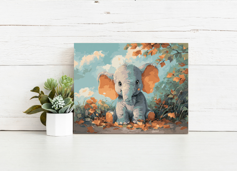 Autumn Baby Elephant – Paint by Numbers Kit