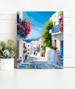 Santorini Stroll – Paint by Numbers Kit