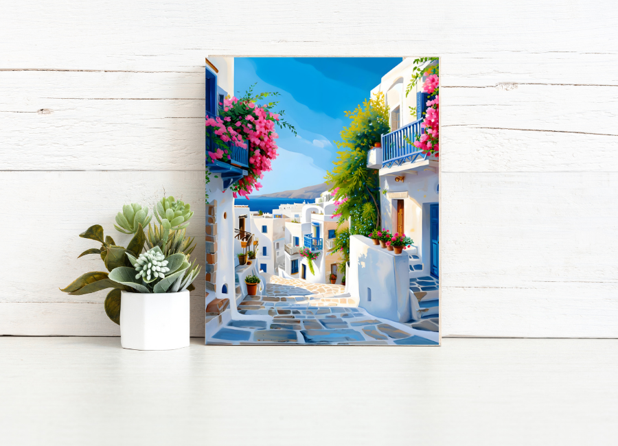 Santorini Stroll – Paint by Numbers Kit