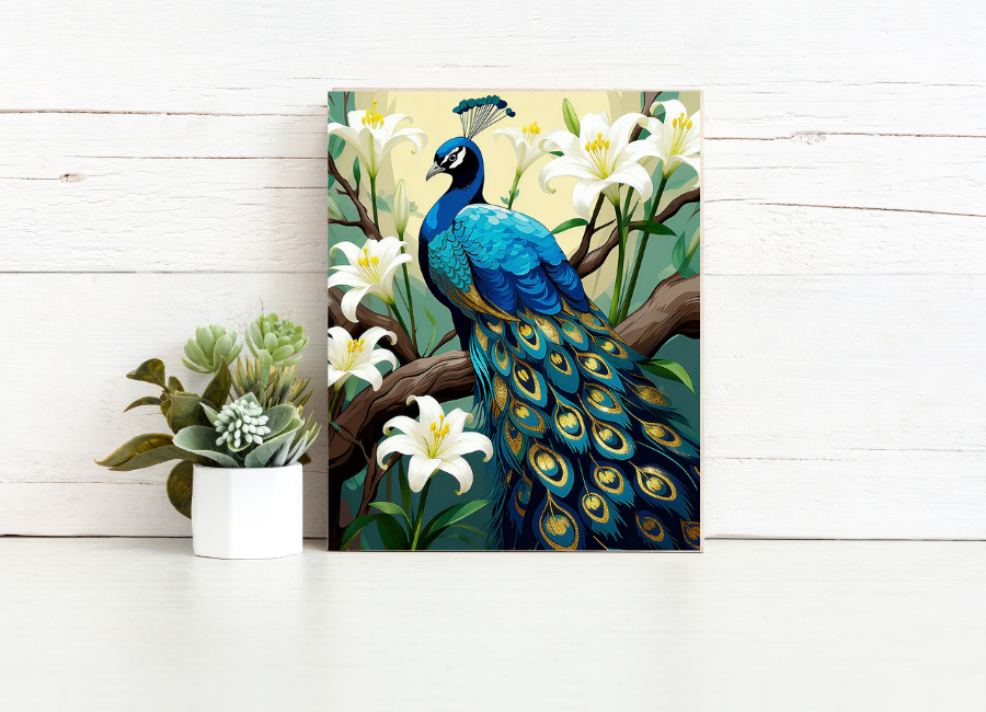 Golden Lily Peacock – Paint by Numbers Kit
