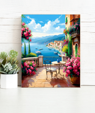 Coastal Terrace View – Paint by Numbers Kit