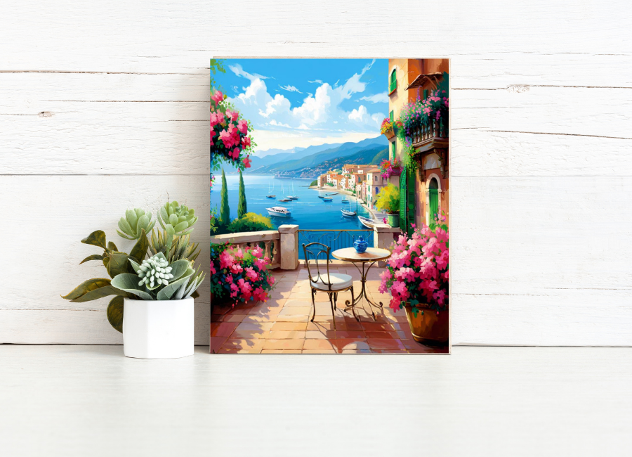 Coastal Terrace View – Paint by Numbers Kit