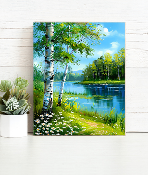 Birch Lakeside Escape – Paint by Numbers Kit