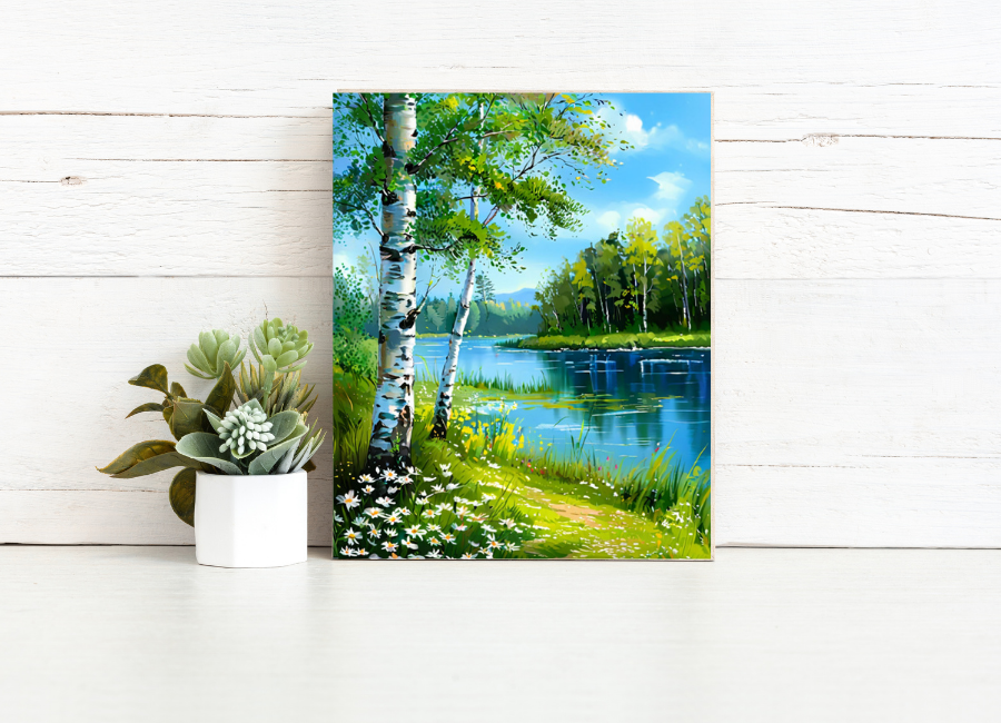 Birch Lakeside Escape – Paint by Numbers Kit