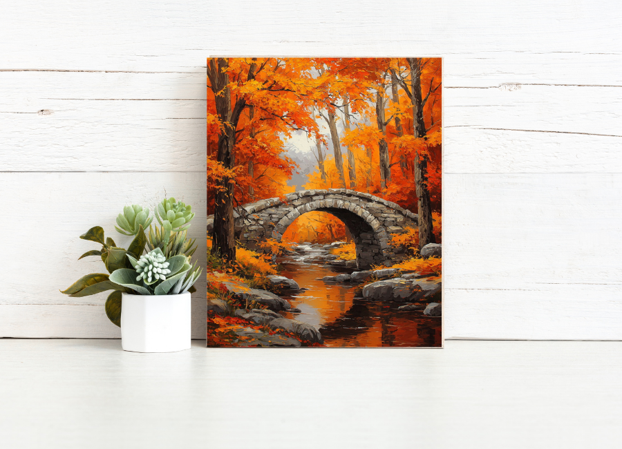 Autumn Bridge Retreat – Paint by Numbers Kit