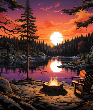 Lakeside Sunset Retreat – Paint by Numbers Kit