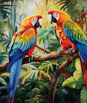 Tropical Parrot Pair – Paint by Numbers Kit