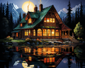 Moonlit Cabin Glow – Paint by Numbers Kit