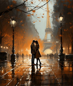 Paris Rain Kiss - Paint by Numbers Kit