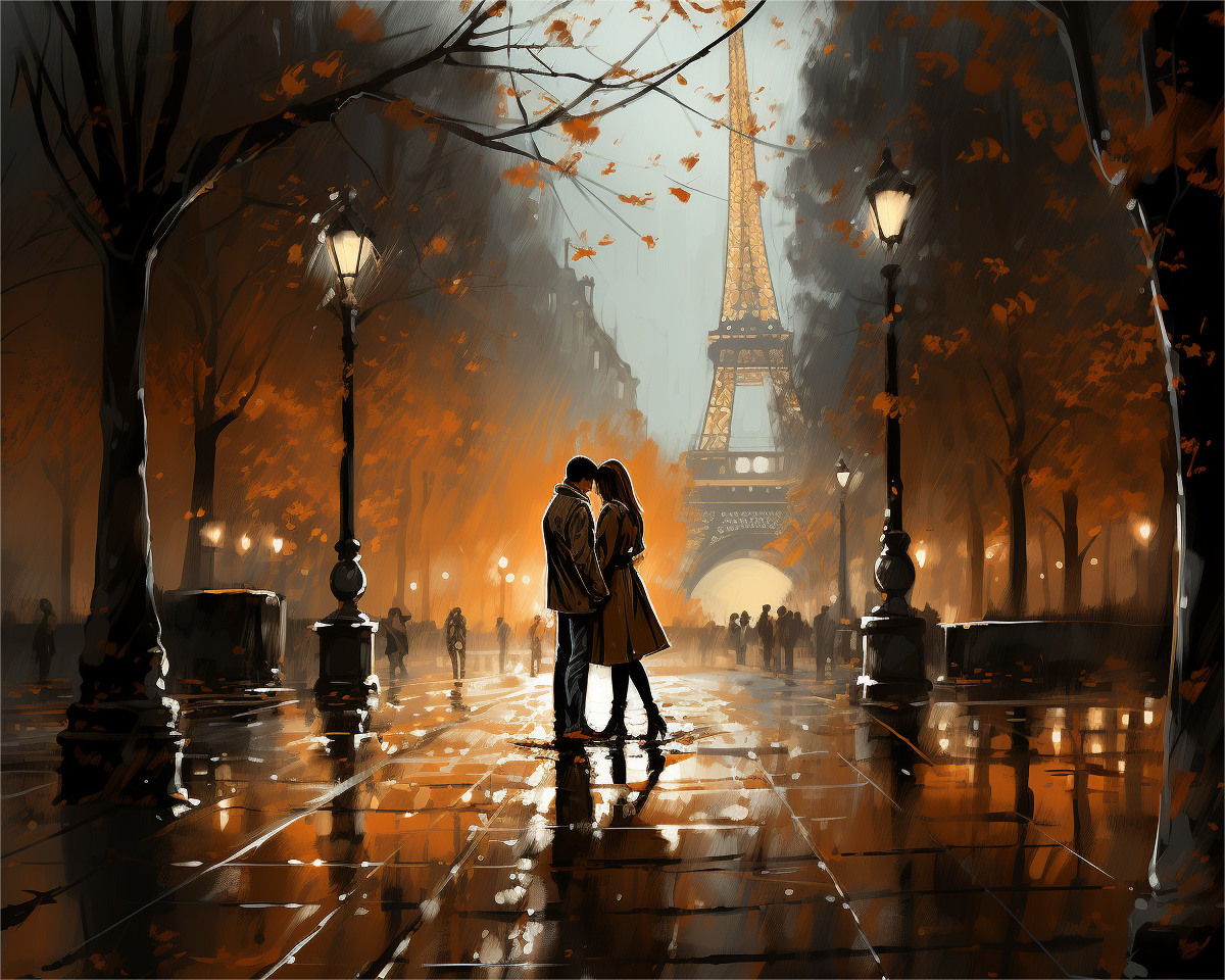 Paris Rain Kiss - Paint by Numbers Kit