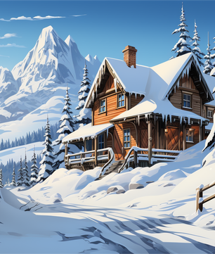 Snowy Mountain Retreat – Paint by Numbers Kit