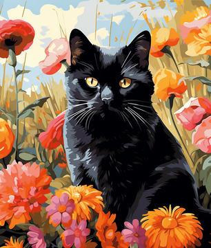Midnight Garden Cat – Paint by Numbers Kit
