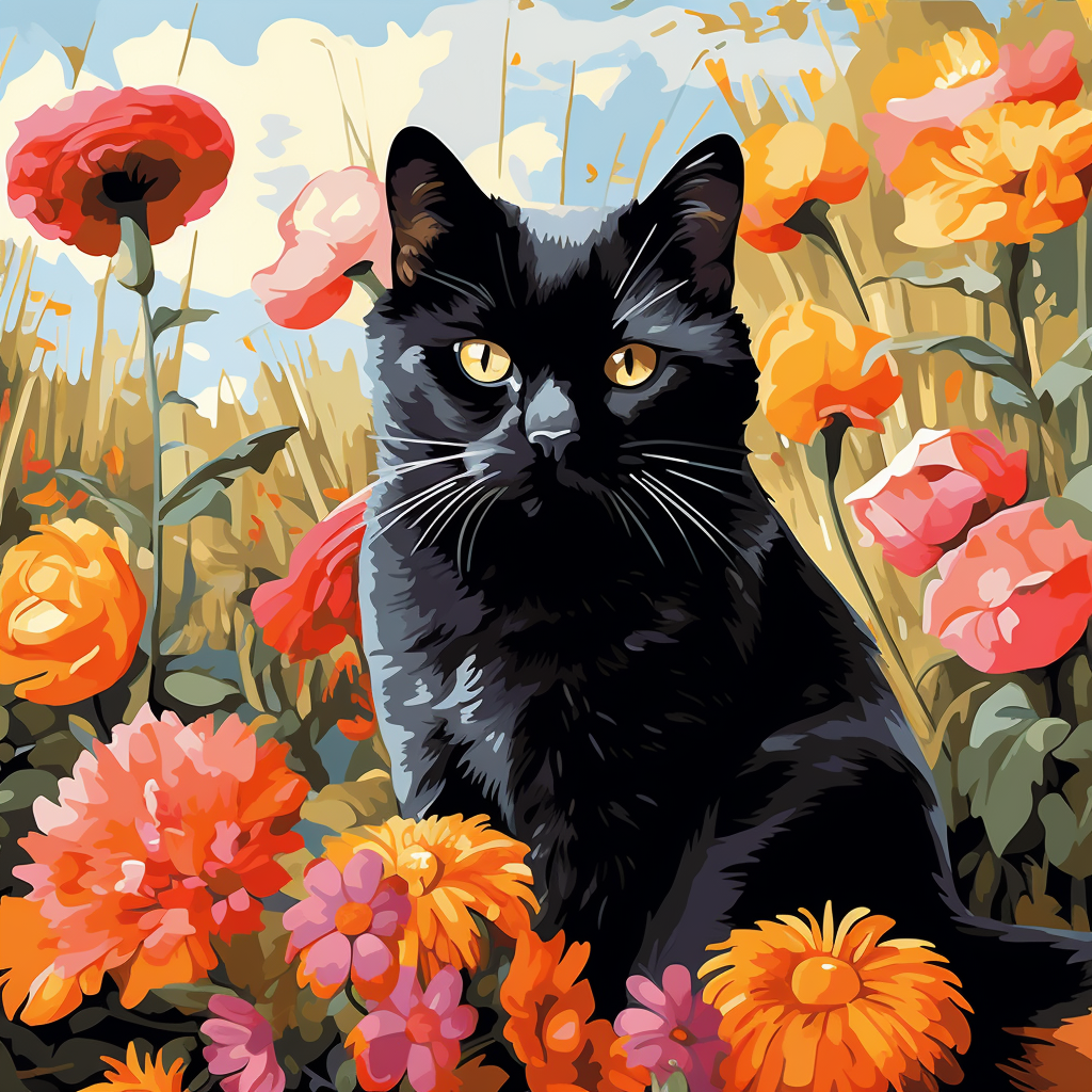 Midnight Garden Cat – Paint by Numbers Kit