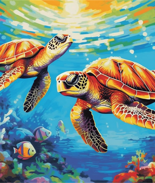 Ocean Turtle Duo - Paint by Numbers Kit
