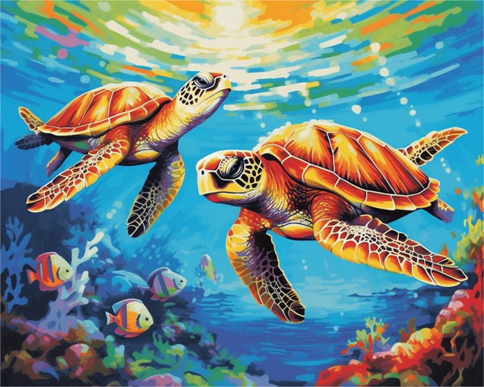 Ocean Turtle Duo - Paint by Numbers Kit