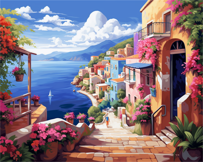 Coastal Bloom Escape – Paint by Numbers Kit