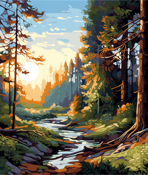 Forest Sunrise Path – Paint by Numbers Kit