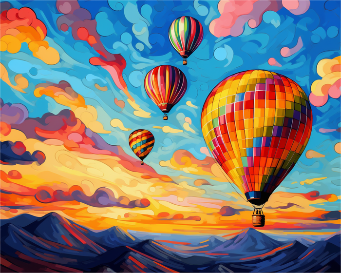 Colourful Hot Air Balloons - Paint by Numbers Kit