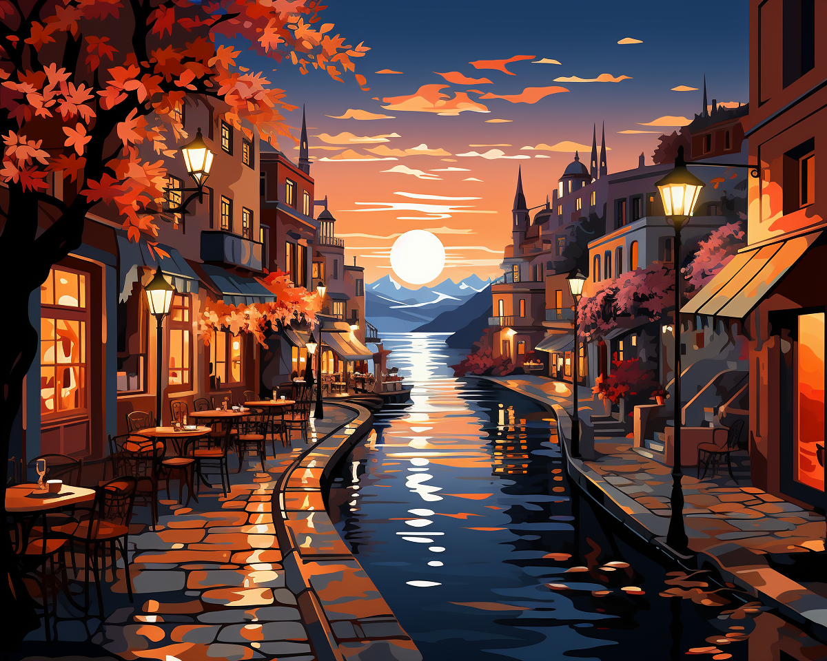 Sunset Canal Stroll – Paint by Numbers Kit