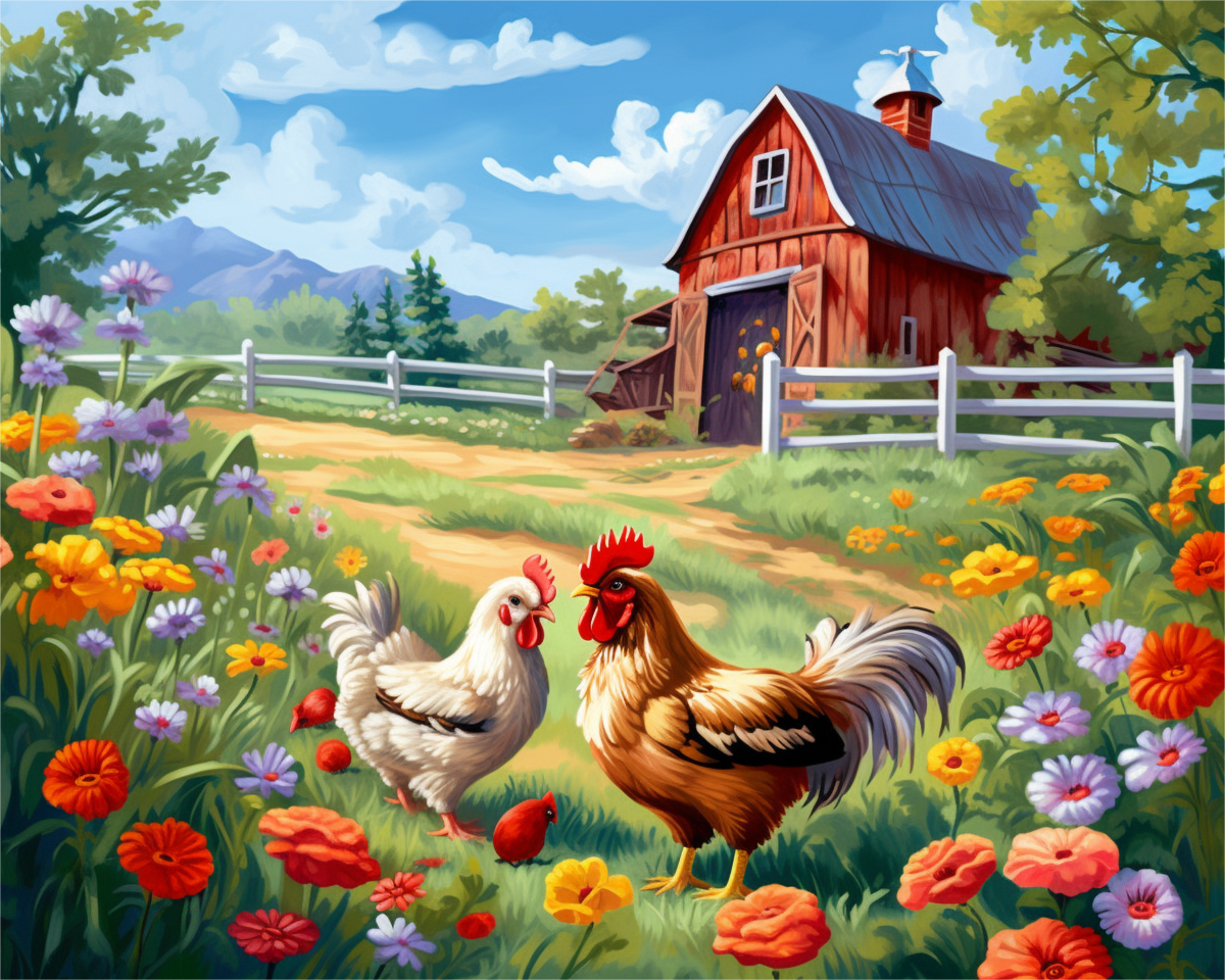 Farmyard Chickens – Paint by Numbers Kit
