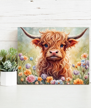 Floral Highland Cow - Paint by Numbers Kit