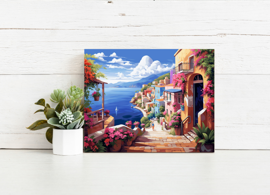 Mediterranean Coastal Village - Paint by Numbers Kit
