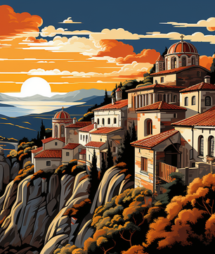 Cliffside Sunset Haven – Paint by Numbers Kit