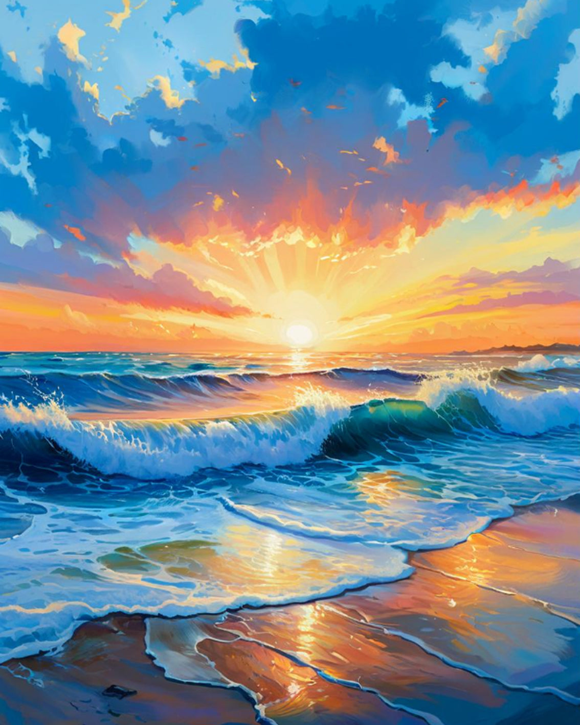 Ocean Sunrise Waves - Paint by Numbers Kit
