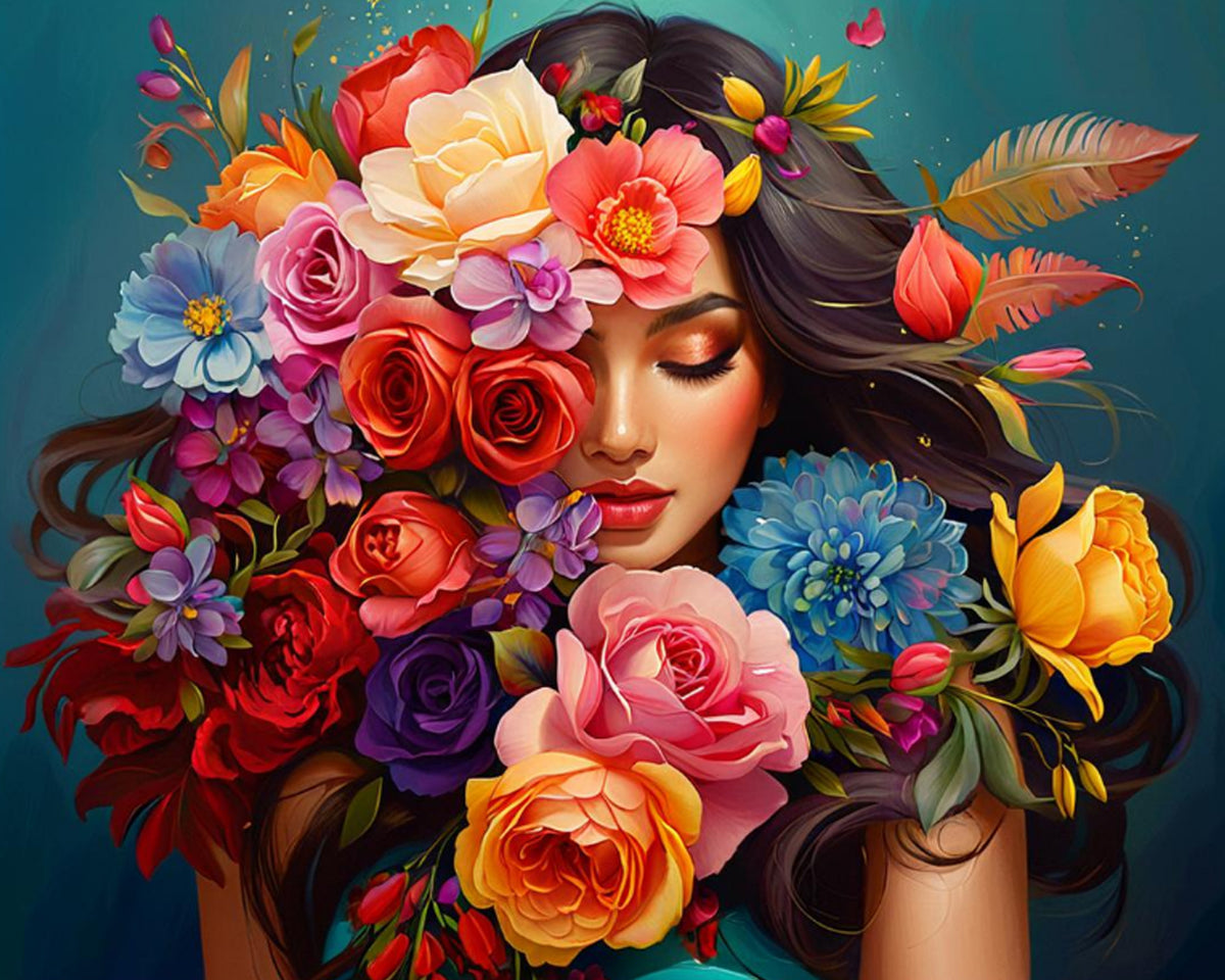 Floral Beauty Portrait - Paint by Numbers Kit