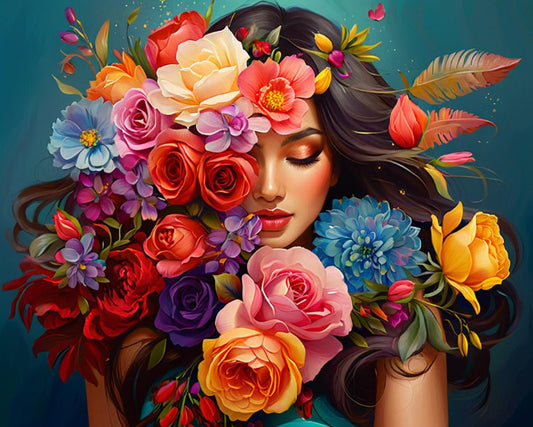 Floral Beauty Portrait - Paint by Numbers Kit