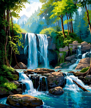 Forest Waterfall Retreat - Paint by Numbers Kit
