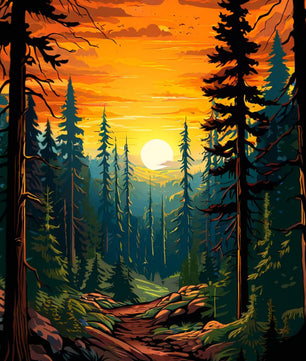 Golden Forest Path – Paint by Numbers Kit