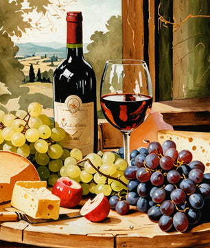 Wine and Cheese Still Life - Paint by Numbers Kit