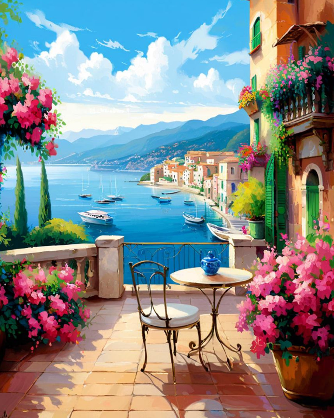 Coastal Terrace View – Paint by Numbers Kit