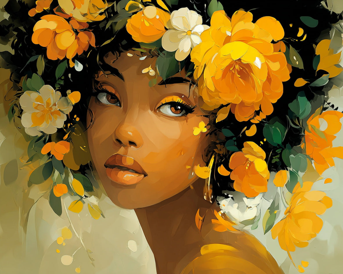Golden Bloom Muse – Paint by Numbers Kit
